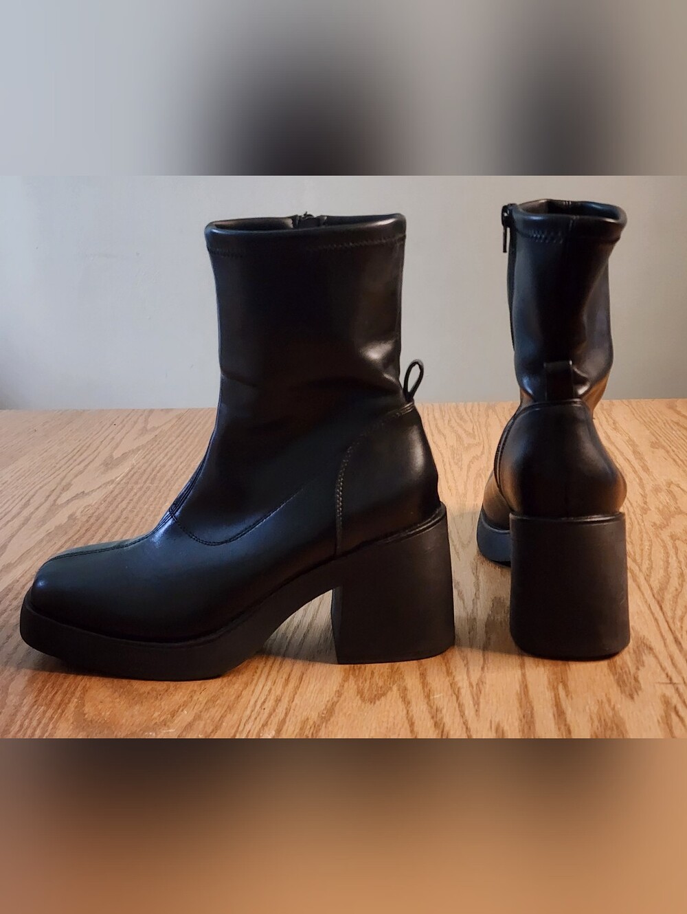 SM New York Khloe black platform ankle boots Womens Size 9 Festival Y2k 90s 70s